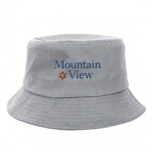 Barman Mountain View Floral Embroidered Cotton Bucket Hat