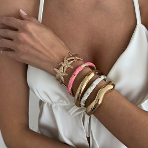 Barman Boho Beach Starfish Stackable Enamel Bangle Set