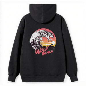 Barman Women's Wolf Beach Graphic Print Pullover Hoodie Casual Long Sleeve Sweatshirt