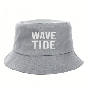 Barman Wave Tide Letter Embroidered Cotton Bucket Hat