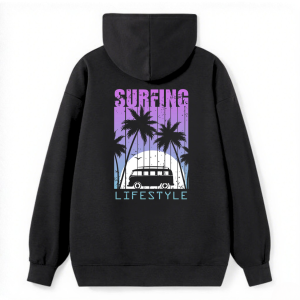 Barman Women's Retro Surf Palm Tree Graphic Pullover Hoodie Sweatshirt