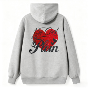 Barman Women’s Red Heart Letter Graphic Pullover Hoodie Casual Long‑Sleeve Sweatshirt