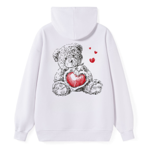 Barman Women's Cute Bear Heart Graphic Pullover Hoodie Casual Sweatshirt