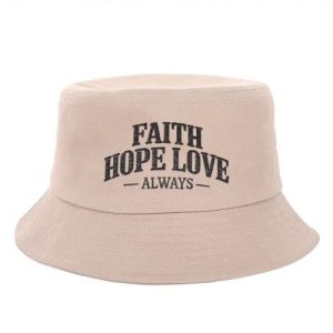 Barman FAITH HOPE LOVE ALWAYS Letter Embroidered Bucket Hat Unisex Cotton Outdoor Sun Fisherman Hat
