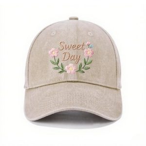 Barman Women Vintage Washed Baseball Cap Sweet Day Floral Embroidered Adjustable Dad Hat