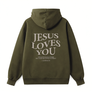 Barman Women’s Jesus Loves You Letter Graphic Pullover Hoodie Casual Sweatshirt