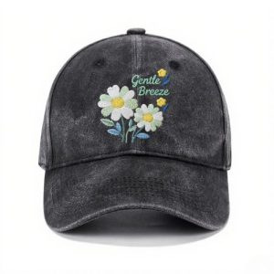 Barman Washed Cotton Baseball Cap Gentle Breeze Floral Embroidery Vintage Adjustable Dad Hat