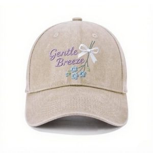 Barman Women Vintage Washed Baseball Cap Gentle Breeze Floral Bow Embroidered Adjustable Dad Hat