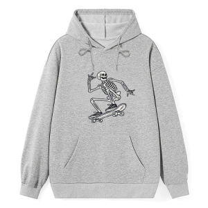 Barman Women’s Skateboard Skeleton Graphic Pullover Hoodie Casual Long‑Sleeve Sweatshirt