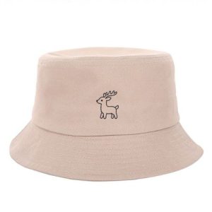 Barman Cute Deer Embroidered Cotton Bucket Hat