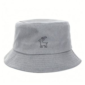Barman Cotton Bucket Hat Cute Deer Embroidery Lightweight Sun Hat