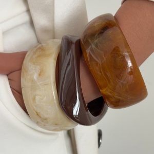 Barman Vintage Marbled Resin Chunky Stackable Bangle Bracelet