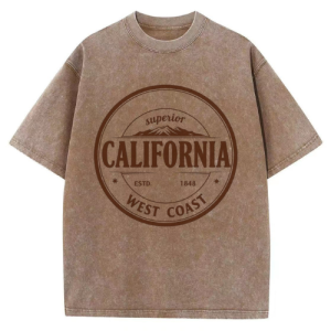 Barman Women's Vintage Washed T‑Shirt California West Coast Graphic Loose Casual Tee
