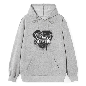 Barman Women’s West Coast Surfing Heart Graphic Pullover Hoodie Casual Sweatshirt