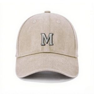 Barman Washed Cotton Baseball Cap Vintage Embroidery M Letter Dad Hat