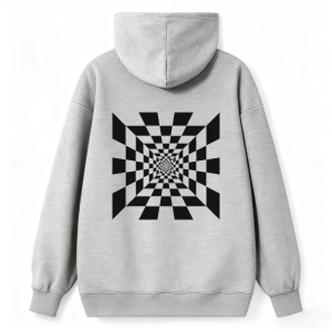 Barman Women’s Optical Illusion Checkerboard Graphic Pullover Hoodie Sweatshirt