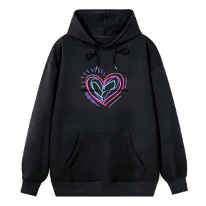 Barman Women's Colorful Neon Heart Graphic Pullover Hoodie Sweatshirt