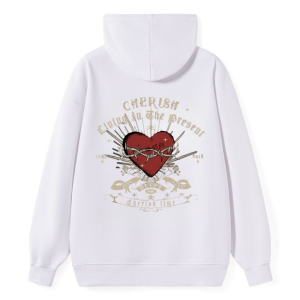 Barman Women’s Vintage Thorn Heart Graphic Pullover Hoodie Casual Sweatshirt