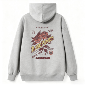 Barman Women’s Vintage Rose Power Graphic Pullover Hoodie Casual Sweatshirt