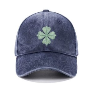 Barman Washed Cotton Baseball Cap Four‑Leaf Clover Embroidery Vintage Adjustable Dad Hat