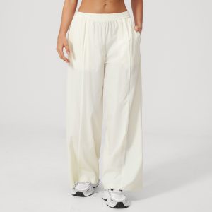 Barman Women's Elastic Waist Wide Leg Track Pants Side Stripe Casual Loose Trousers With Side Pockets