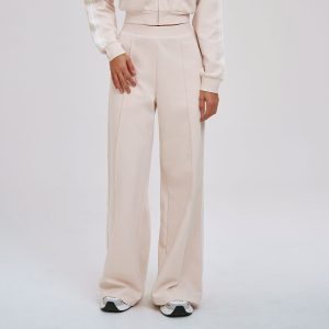 Barman Women's High Waist Seam Detail Wide Leg Casual Workout Sweat Pants