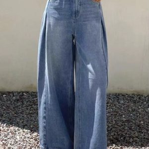 Barman Women's Light Wash High Waist Wide‑Leg Denim Palazzo Jeans