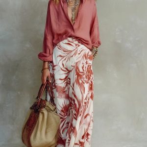 Barman Women Floral Print Maxi Skirt High Waist Ruffle Flowy Beach Vacation Long Skirt