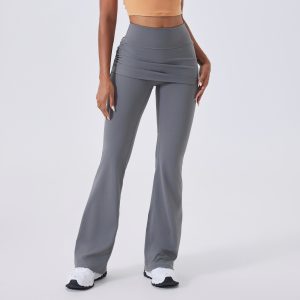 Barman Women's Overlap Waist High Waist Stretch Flared Yoga Pants