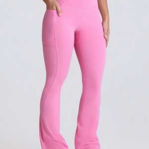 Barman Women's High Waist Flared Yoga Leggings With Pockets Stretch Workout Pants