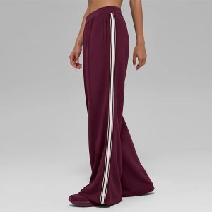 Barman Women's Side Stripe Wide Leg Pants High Waist Casual Flowy Trousers
